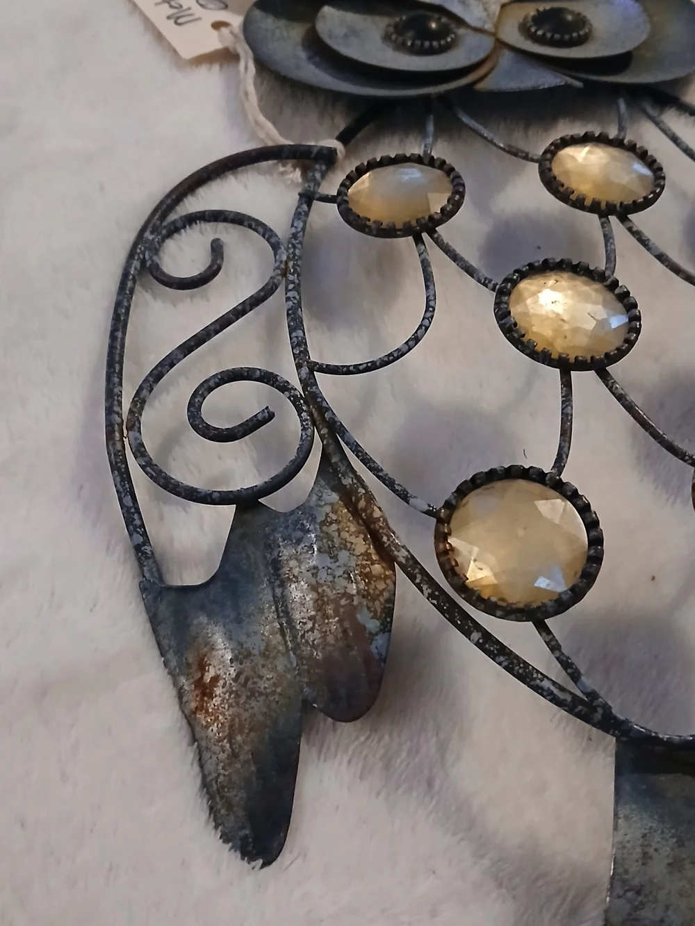 Owl Metal Decorative Wall Art [Blue/Gold] VINTAGE PATINA